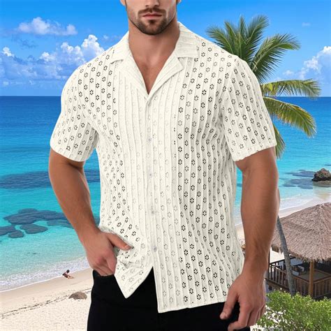 FITORON Mens Classic Button Down Shirts Casual Beach Summer Hawaiian ...