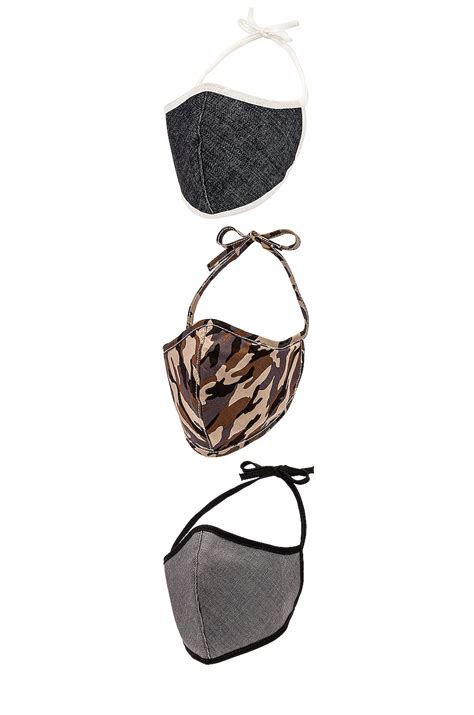 AGOLDE Three Pack Cotton Masks in Black, Denim, & Camo | REVOLVE