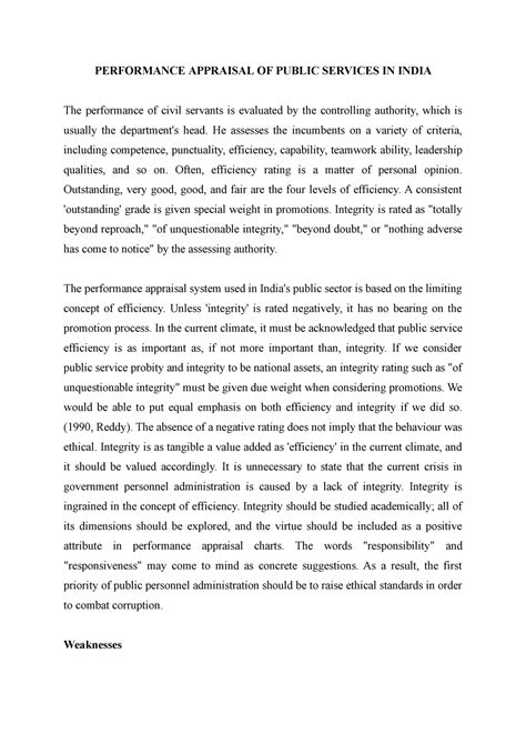 Performance Appraisal OF Public Services IN India - PERFORMANCE ...