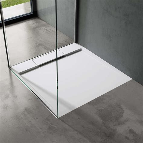doporro Geoma04 Shower Tray 70 x 70 x 4 cm Flat Mineral Cast in White ...