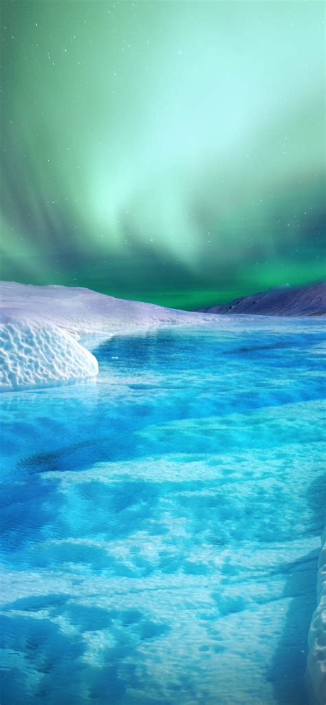 Aurora Borealis Northern Lights Frozen Lake Night River 5K — Download ...