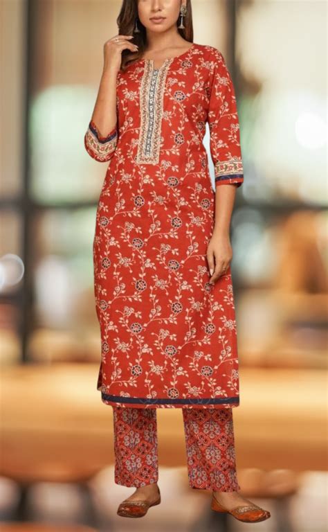 Maroon Garden Kurti With Pant And Dupatta Set .Pure Versatile Cotton ...