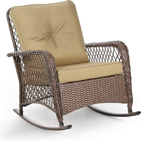 Amazon.com : UDPATIO Outdoor Wicker Rocking Chair, Patio Rocking Chairs ...