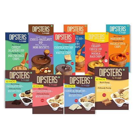 Snackible Dipsters Assorted Combo (Pack of 14) - 6x50gm, 8x30gm ...