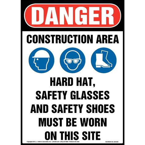 J. J. Keller & Associates, Inc. Construction Area PPE Sign - 10 x 14 ...