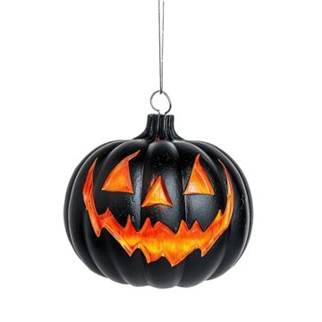Hanging Black Pumpkin With Orange Flames Halloween Decoration ...