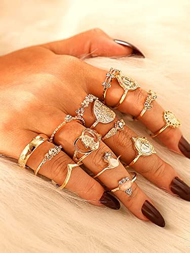 Scintillare By Sukkhi Glossy Gold Plated Rings Combo for Women : Amazon ...