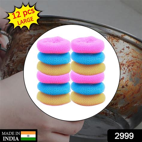 Plastic Scrubber Round Nylon Scrubbers (12Pcs Set) — DeoDap