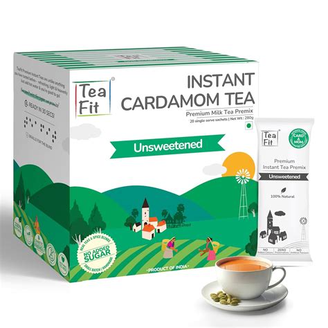 TeaFit Premium NO SUGAR Instant Cardamom Tea Premix | Pack of 20 ...