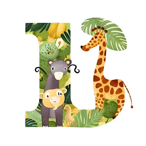 Lindo alfabeto animal letra j con animales de la selva ilustración ...