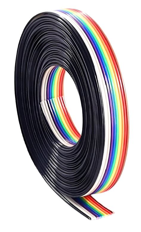 2 Meter 10 core Rainbow Wire Ribbon Flat Cable Wire Strip durable and ...