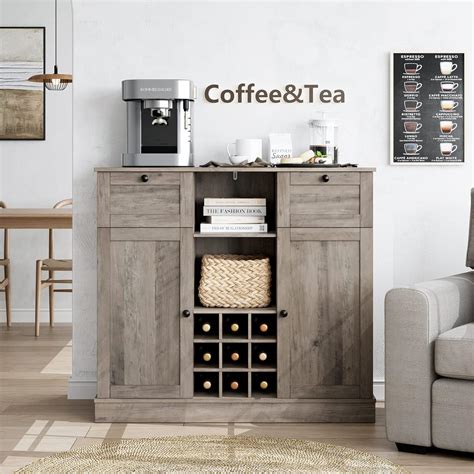 HOSTACK Buffet Sideboard Cabinet, Wine Bar Cabinet with Drawers and ...