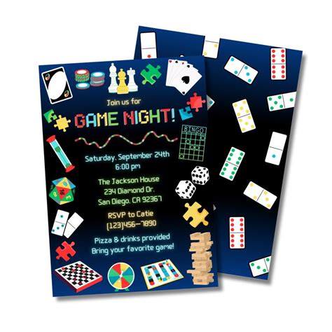 Game Night Customizable Invitation, Board Game Party Invite Template ...