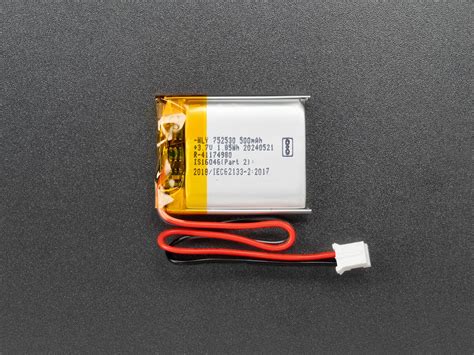 Lithium Ion Polymer Battery - 3.7V 500mAh - Thingbits India