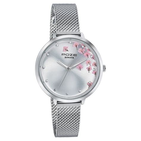 Buy Online Sonata Poze Quartz Analog Silver Dial Metal Strap Watch For ...