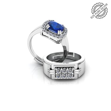 Pure 925 Silver Blue Sapphire Hip Hop Couple's Special Ring – misshighness