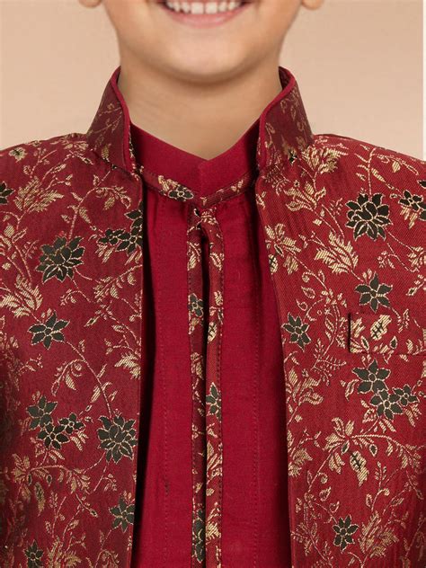 Boy's Aqua Jacquard Sherwani Cream Pant VASTRAMAY – vastramay