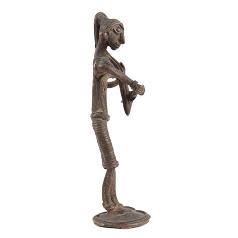 Lady Combing Hair Dhokra Brass Statue