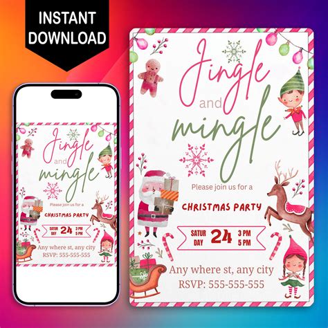 Jingle & Mingle Christmas Party Invitation Template – CreativeRino