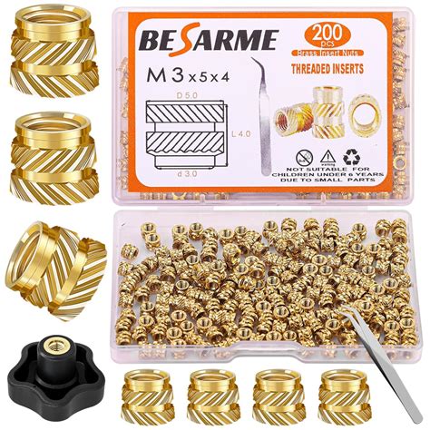 BESARME 200 Pcs M3 Threaded Inserts M3 Heat Set Insert Brass India | Ubuy