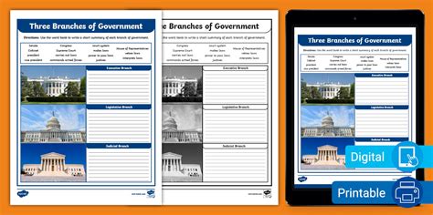 Sixth Grade The Three Branches of Government Activity