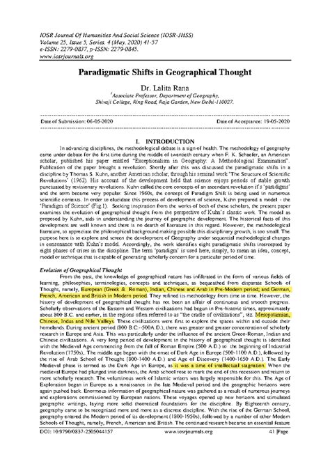Paradigm shift notes for unit 1 in evolution of geographical thoughts ...