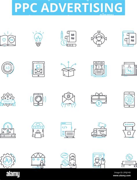 PPC advertising vector line icons set. Pay-per-click, Advertising, PPC ...