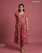 Handmade Batik Frock with Natural Dye – Potli Ball Neck Design Pink Co ...