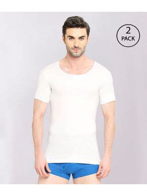 Buy VIP Mens Supreme Half Sleeve 100% Cotton White Vest (Pack of 2) (XS ...