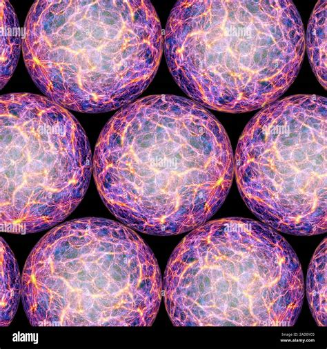 Bubble universes. Computer illustration of multiple 'bubble' universes ...