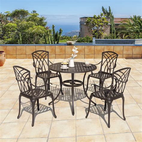 Nuu Garden 5 Piece Cast Aluminum Patio Dining Set - Outdoor ...
