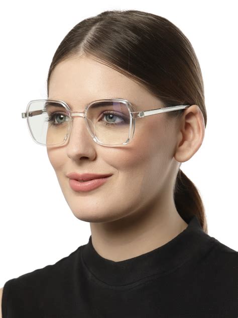 Computer Specs Zero Power in White Transparent Full Rim with Square Sh
