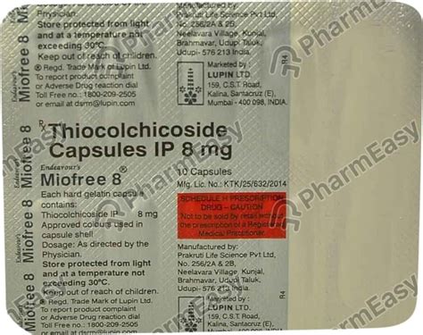 Miofree 8 MG Capsule (10): Uses, Side Effects, Price & Dosage | PharmEasy