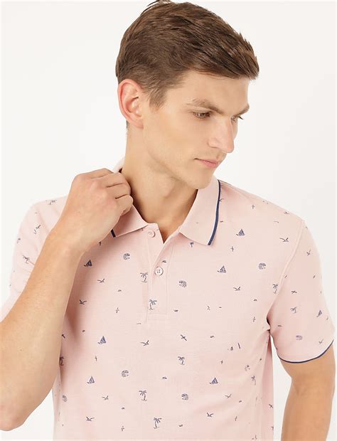 Buy Pure Cotton Printed Polo Neck T-Shirt at Marks & Spencer
