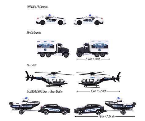 Buy Majorette Police Force Black and White 4 Car Gift Set For Kids Ages ...