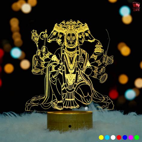 Panchmukhi Hanuman Murti (Idol) 3D LED Lamp – Artistic Gifts