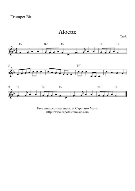 Easy Sheet Music For Beginners: Free easy trumpet sheet music, Aloette
