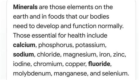 Calcium, Sodium, and Fluoride are examples of minerals? - Brainly.in