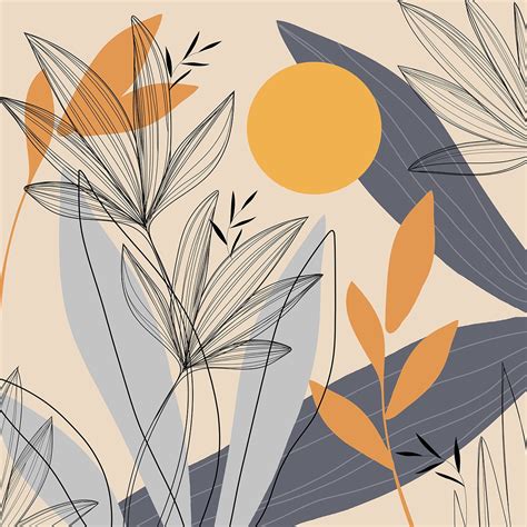 Buy Sunrise Abstract Floral Line Art Wallpaper for Wall – Life n Colors