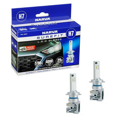 TWIN PACK- Narva H7 LED Globes H7 LED Globes Projector Headlight Type ...