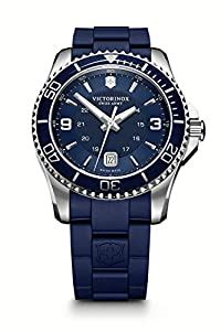 Victorinox Swiss Analog Watch for Men - Blue Dial with Rubber Strap ...