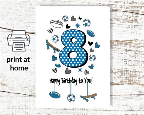 Happy 8th Birthday Printable Card
