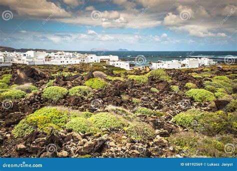 The Coast of Atlantic Ocean Near Town Orzola on Lanzarote, Canary ...