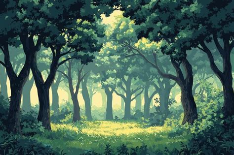 A blank nature forest scene with many trees illustration | Premium AI ...