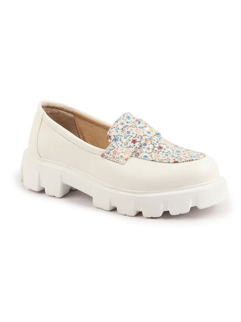 Shop Women's White Floral Print Slip On Casual Shoes Online