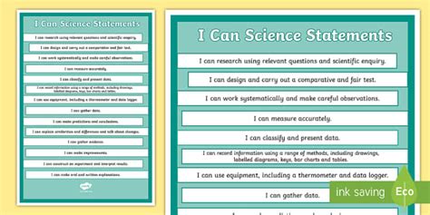 LKS2 I Can Science Statements Display Poster