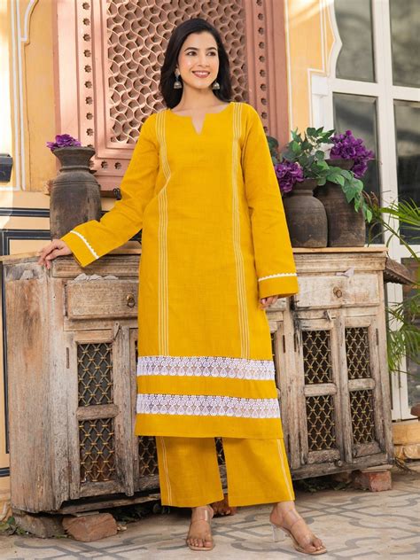 Soma Yellow Cotton Kurta Set – ASHEERA