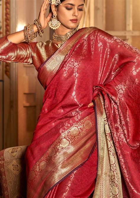 Red Kanchipuram Pattu Silk Saree – Sunasa