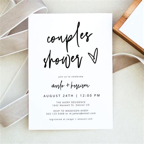 MARLO Couples Shower Invitation Template, Modern Minimalist Couples ...