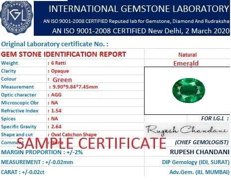 Buy VDesign Panna Stone Original Certified Paana Rashi Ratna 5.25 Ratti ...